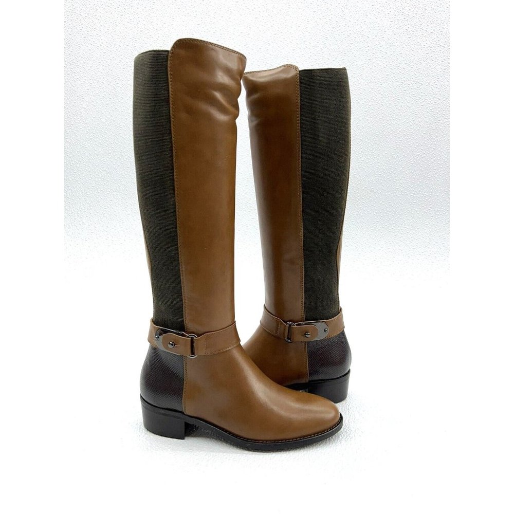 $598 AQUATALIA Olita Tall Riding Boot Fashion Elastic Knee High Boot Brown